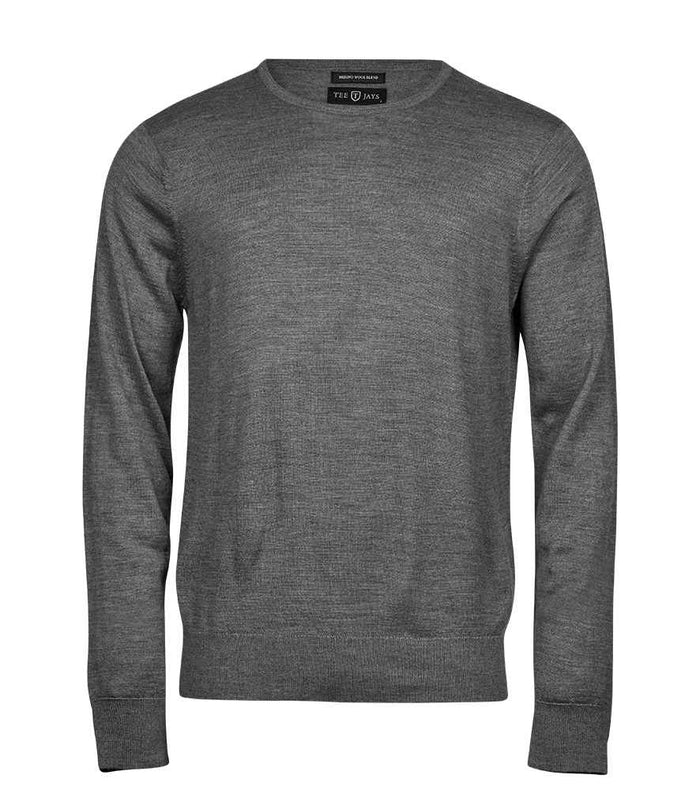 Tee Jays Merino Blend Crew Neck Sweater | Grey Melange - Eg Clothing UK