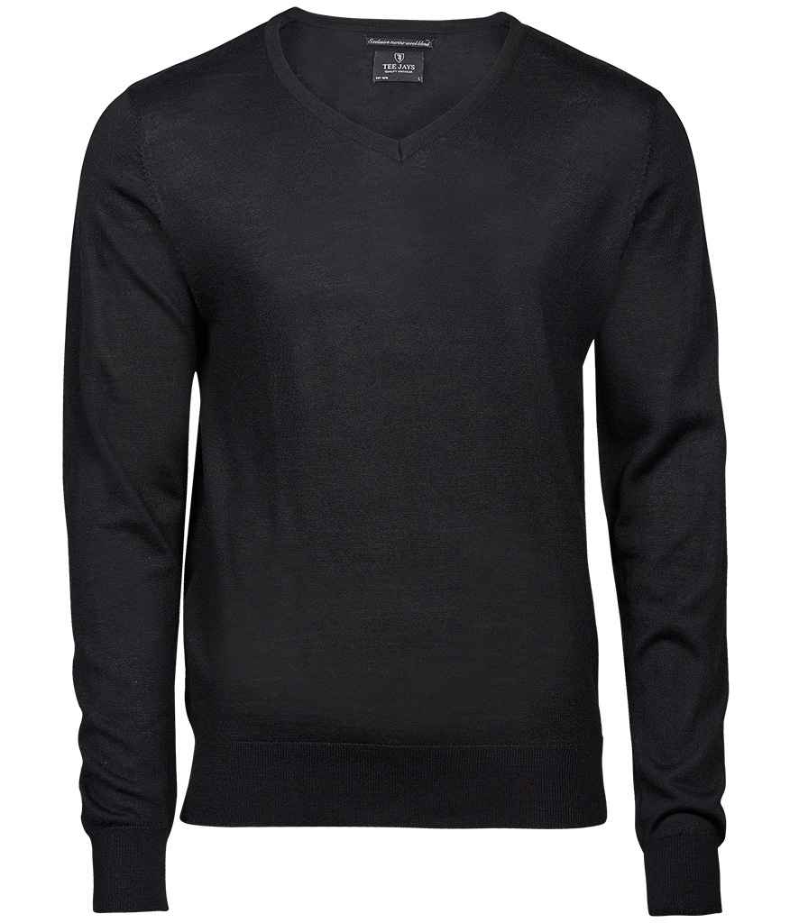 Tee Jays Merino Blend V Neck Sweater | Black - Eg Clothing UK