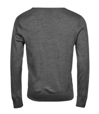 Tee Jays Merino Blend V Neck Sweater | Grey Melange - Eg Clothing UK