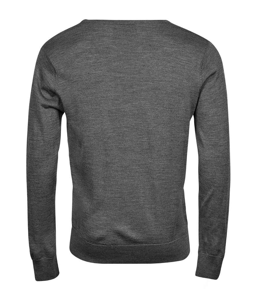 Tee Jays Merino Blend V Neck Sweater | Grey Melange - Eg Clothing UK