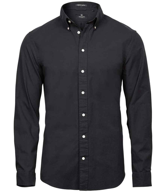 Tee Jays Perfect Long Sleeve Oxford Shirt | Black - Eg Clothing UK