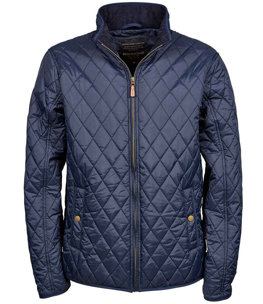 Tee Jays Richmond Jacket Deep Navy with corduroy-lined collar elbow patches brass zip and front stud pockets