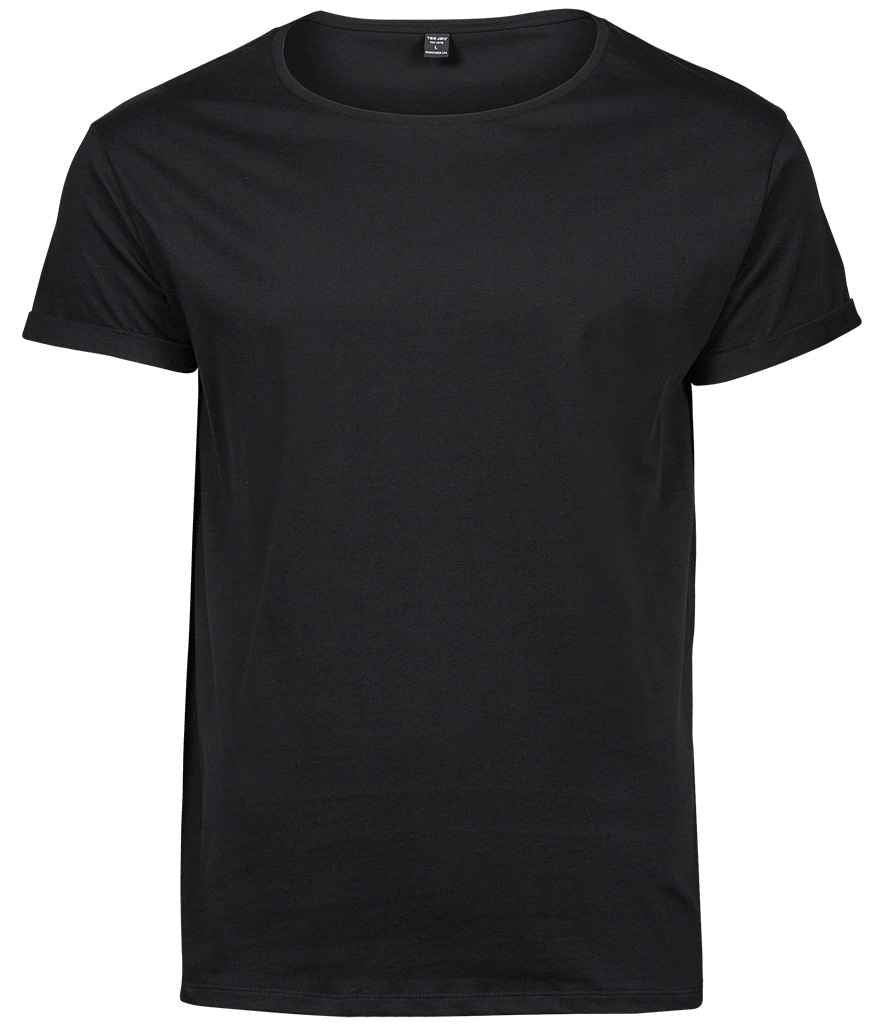 Tee Jays Roll-Up T-Shirt cotton blend relaxed fit with roll-up sleeves bar tacks narrow ribbed wide neckline taped neck and shoulders