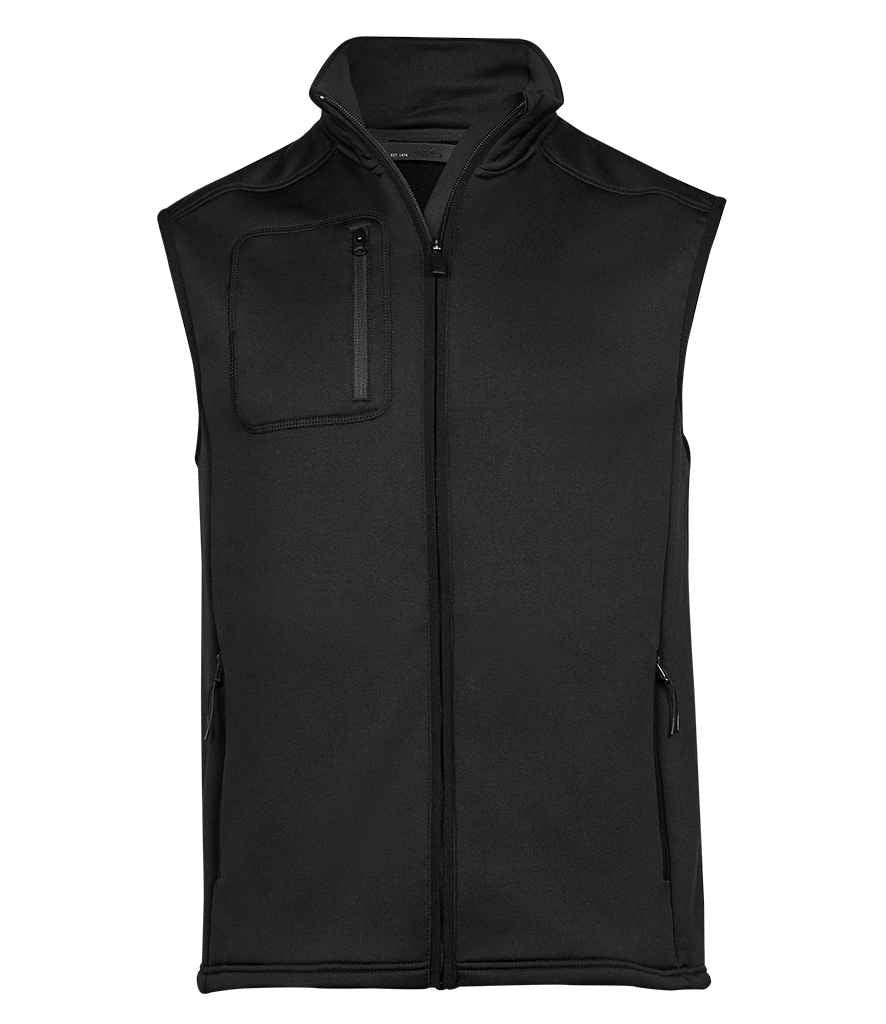 Tee Jays Stretch Fleece Bodywarmer sleeveless fitted gilet showing stretch fleece texture and mobility cut