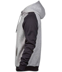 Tee Jays Two Tone Raglan Hooded Sweatshirt | Heather Grey/Dark Grey - Eg Clothing UK