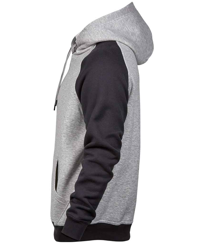 Tee Jays Two Tone Raglan Hooded Sweatshirt | Heather Grey/Dark Grey - Eg Clothing UK