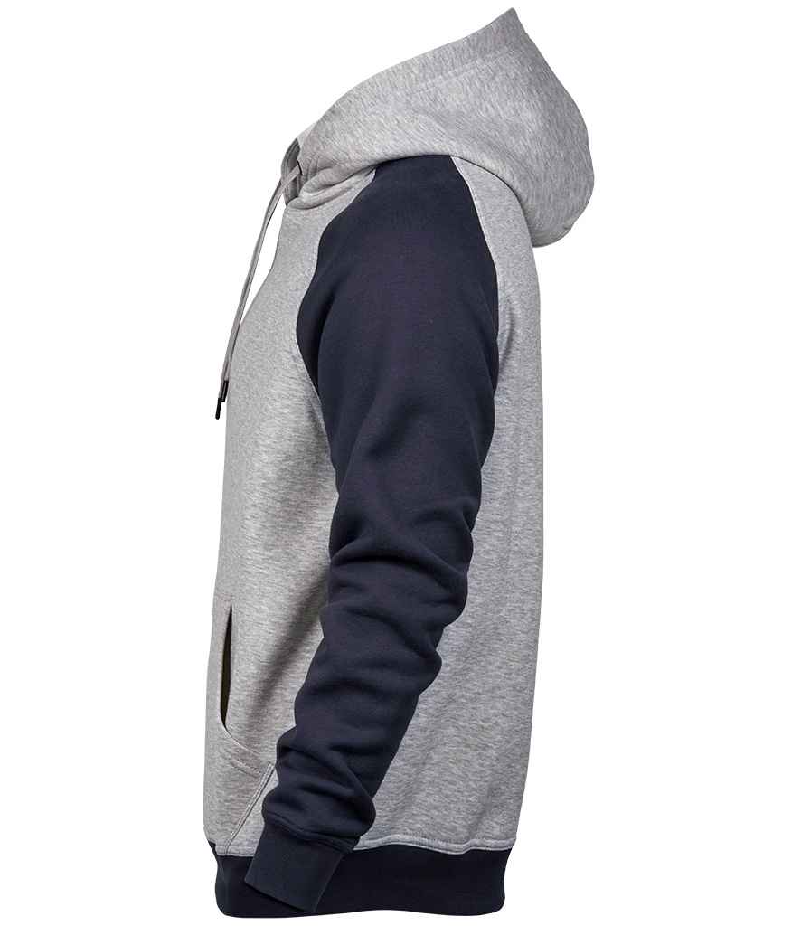 Tee Jays Two Tone Raglan Hooded Sweatshirt | Heather Grey/Navy - Eg Clothing UK