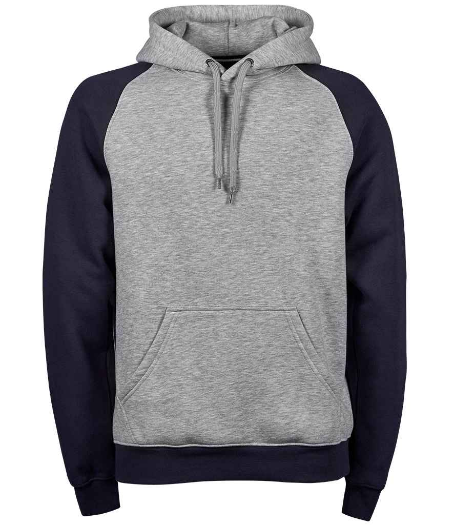 Tee Jays Two Tone Raglan Hooded Sweatshirt | Heather Grey/Navy - Eg Clothing UK