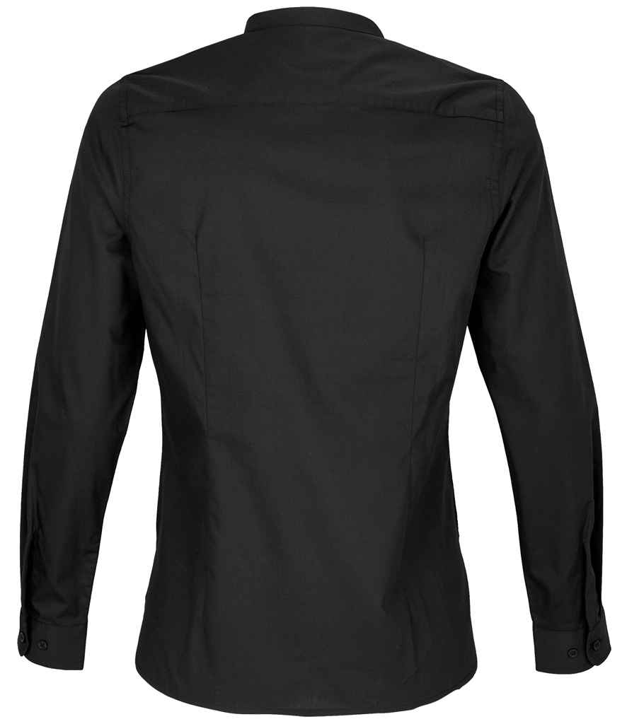 NEOBLU Ladies Bart Mao Collar Long Sleeve Poplin Shirt | Deep Black - Image 2