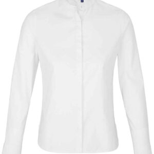 NEOBLU Ladies Bart Mao Collar Long Sleeve Poplin Shirt | Optic White