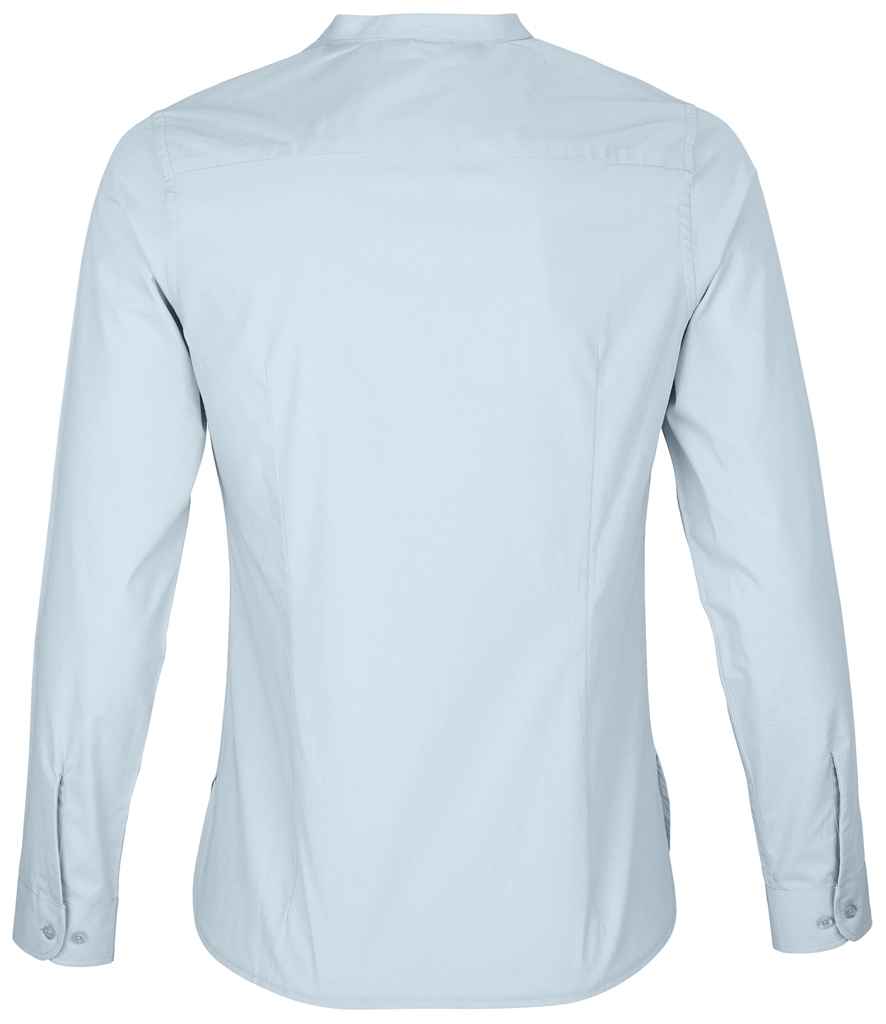 NEOBLU Ladies Bart Mao Collar Long Sleeve Poplin Shirt | Soft Blue - Image 2