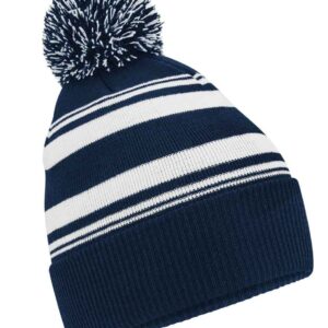 Beechfield Striped Fan Beanie | French Navy/White