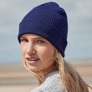 Beechfield Organic Cotton Fine Knit Beanie | Oxford Navy