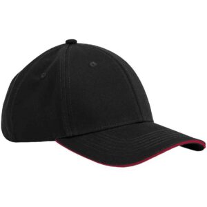Beechfield EarthAware® Classic Organic Cotton 6 Panel Sandwich Peak Cap | Black/Classic Red