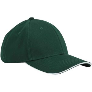 Beechfield EarthAware® Classic Organic Cotton 6 Panel Sandwich Peak Cap | Bottle Green/White