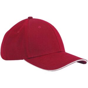 Beechfield EarthAware® Classic Organic Cotton 6 Panel Sandwich Peak Cap | Classic Red/White