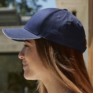 Beechfield EarthAware® Classic Organic Cotton 6 Panel Sandwich Peak Cap | French Navy/White