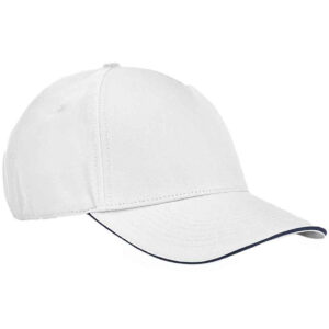 Beechfield EarthAware® Classic Organic Cotton 5 Panel Sandwich Peak Cap | White/French Navy