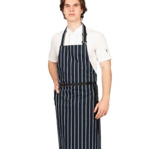 Dennys Poly/cotton Apron with Side Pocket | Navy/White