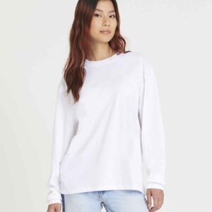 AWDis Unisex Oversize 100 Long Sleeve T-Shirt | White