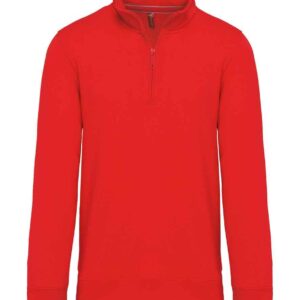 Kariban Zip Neck Sweatshirt | Red
