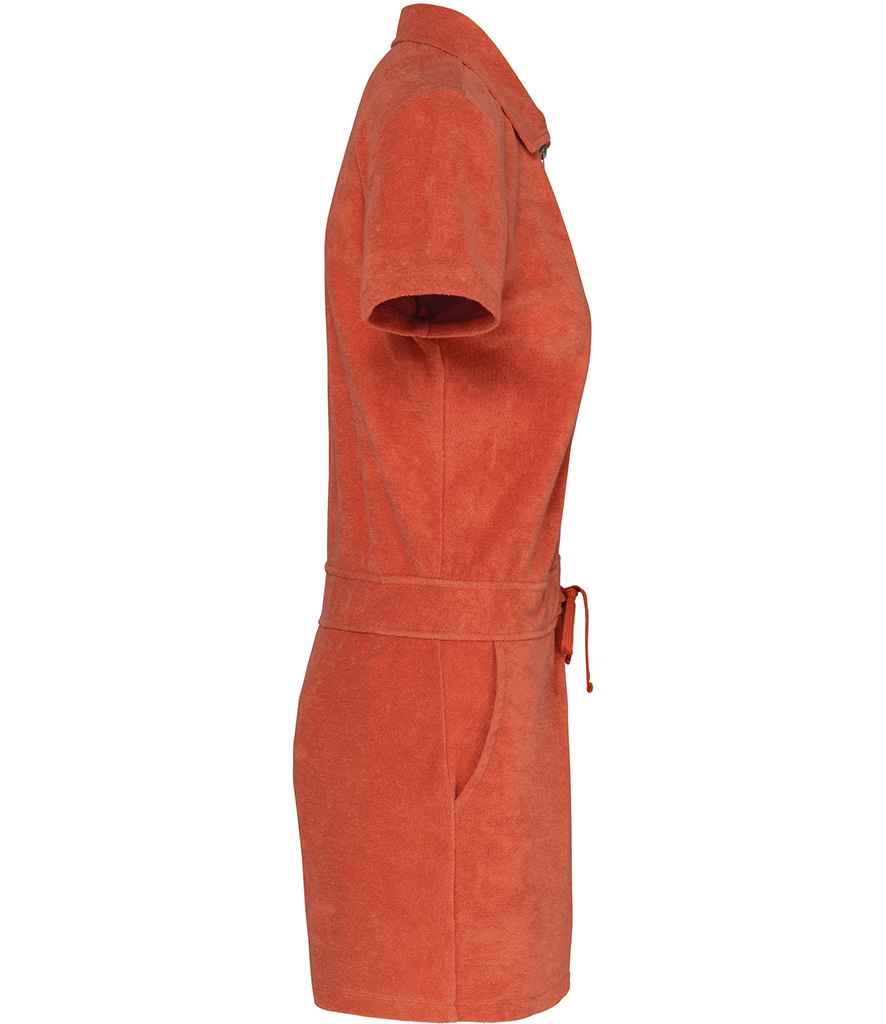 Native Spirit Ladies Eco Friendly Terry Towel Short Overall | Sweet Pomelo - Image 3