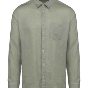 Native Spirit Long Sleeve Linen Shirt | Almond Green