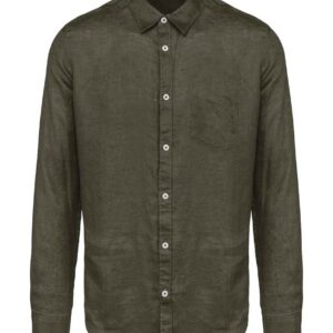 Native Spirit Long Sleeve Linen Shirt | Organic Khaki