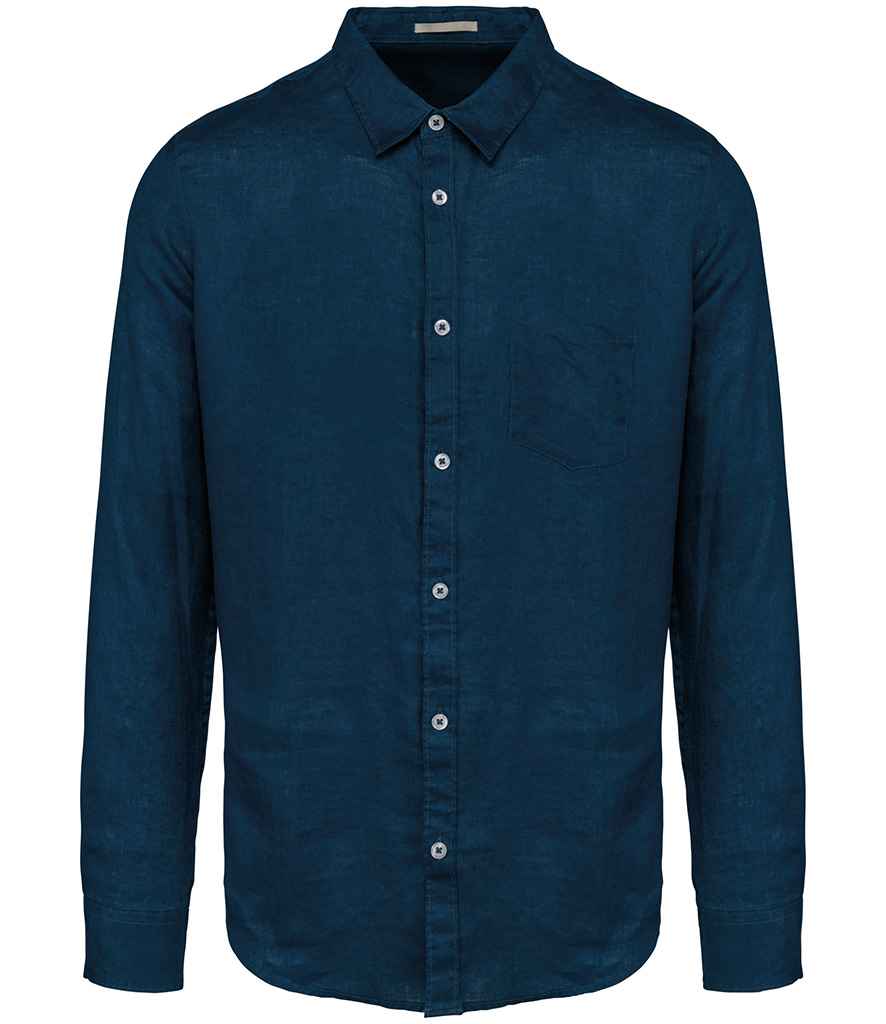 Native Spirit Long Sleeve Linen Shirt | Peacock Blue