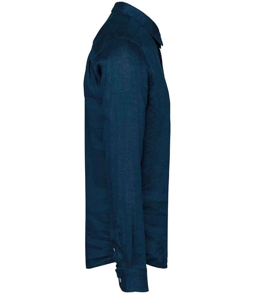 Native Spirit Long Sleeve Linen Shirt | Peacock Blue - Image 3
