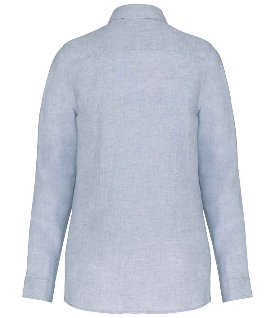 Native Spirit Ladies Long Sleeve Linen Shirt | Linen Blue - Image 2