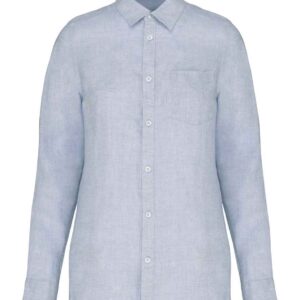 Native Spirit Ladies Long Sleeve Linen Shirt | Linen Blue