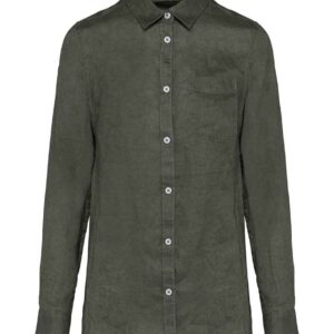 Native Spirit Ladies Long Sleeve Linen Shirt | Organic Khaki