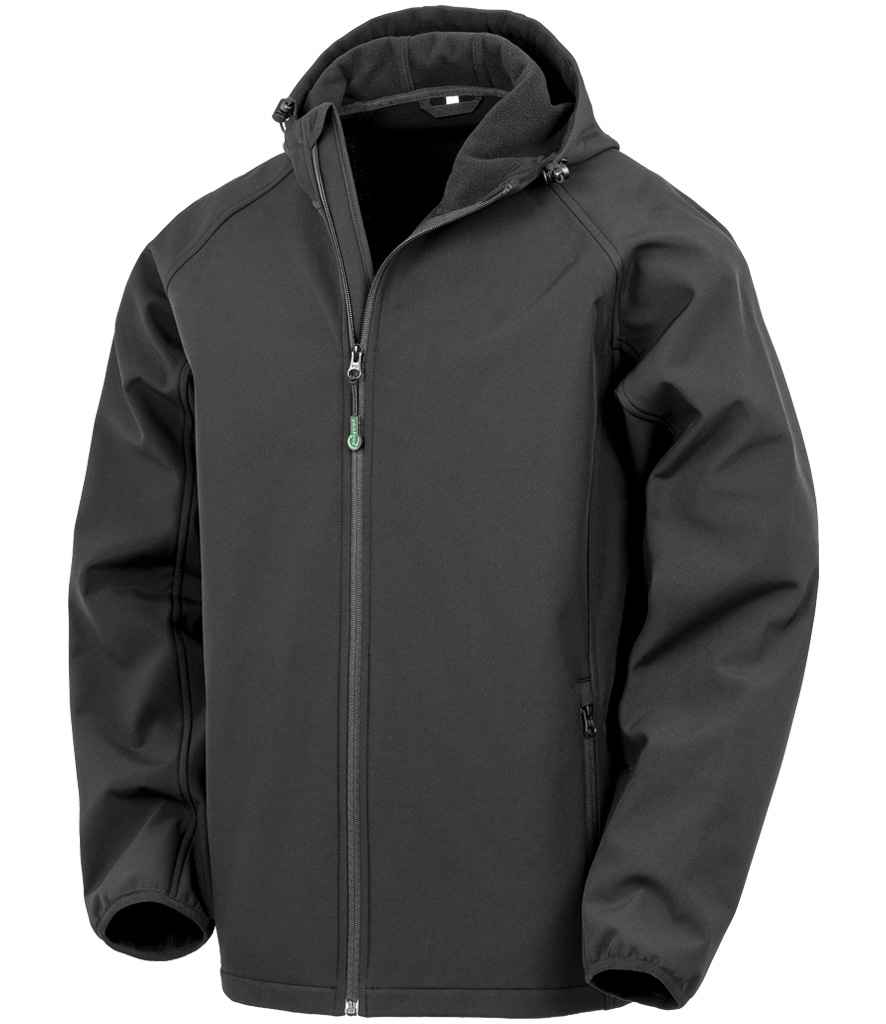 Result Genuine Recycled Three Layer Printable Hooded Soft Shell Jacket | Black - Image 2