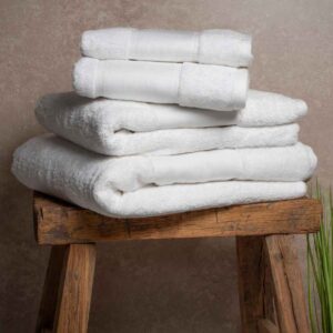 Towel City Organic Printable Border Hand Towel | White