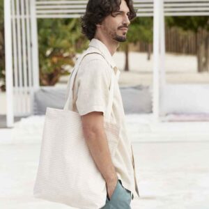 Westford Mill Striped Organic Cotton Tote Bag | Red Stripe
