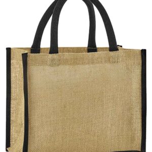 Westford Mill Natural Starched Jute Midi Tote Bag | Natural/Black