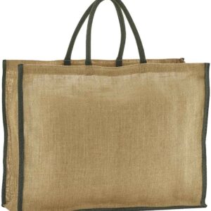 Westford Mill Natural Starched Jute Market Shopper | Natural/Olive Green