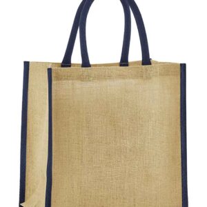 Westford Mill Natural Starched Jute Mini Gift Bag | Natural/Navy