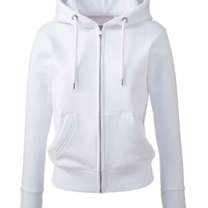 Anthem Ladies Organic Full Zip Hoodie | White