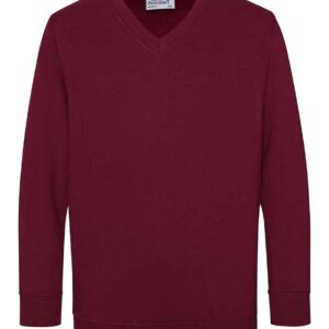 AWDis Academy Kids V Neck Sweatshirt | Burgundy