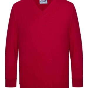 AWDis Academy Kids V Neck Sweatshirt | Red