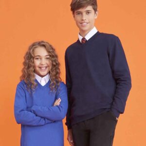 AWDis Academy Senior V Neck Sweatshirt | Navy