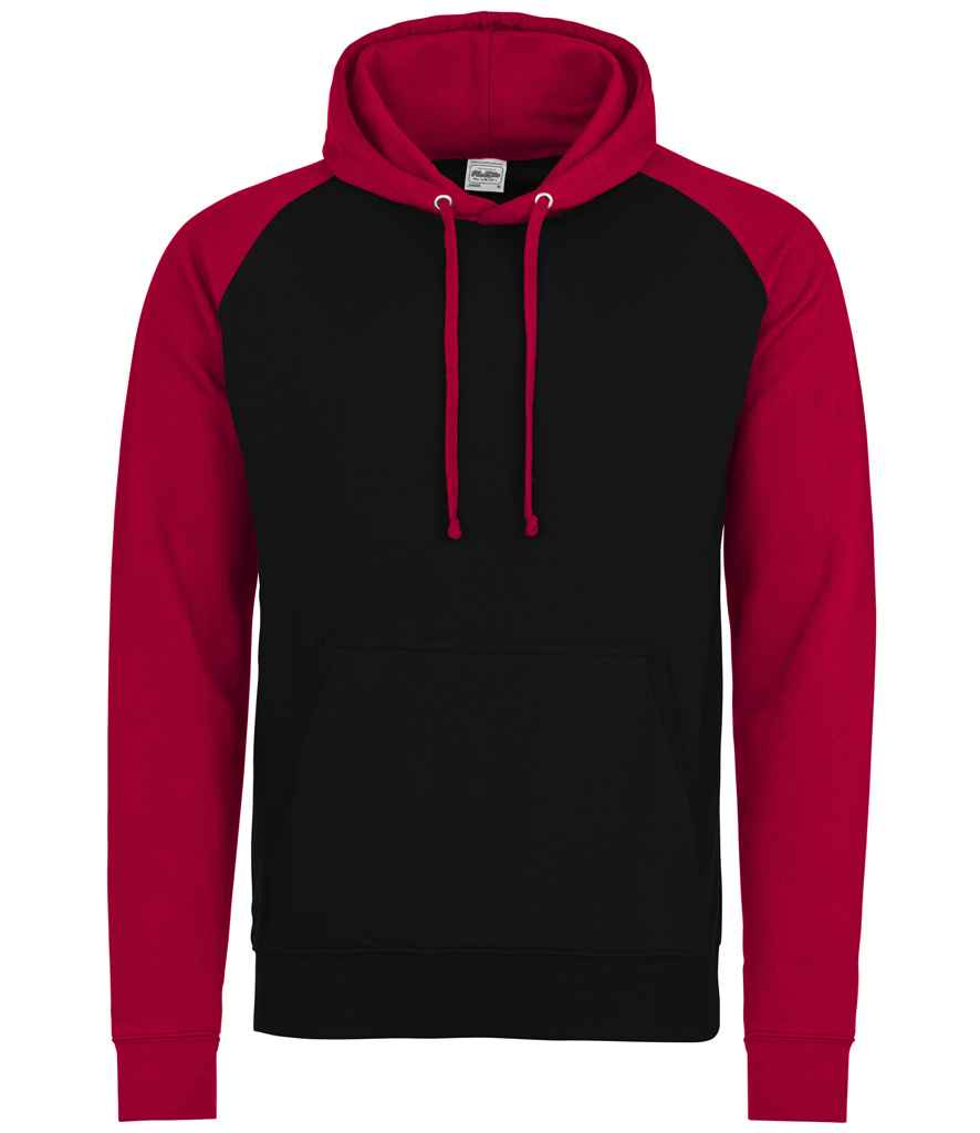AWDis Baseball Hoodie | Jet Black/Fire Red