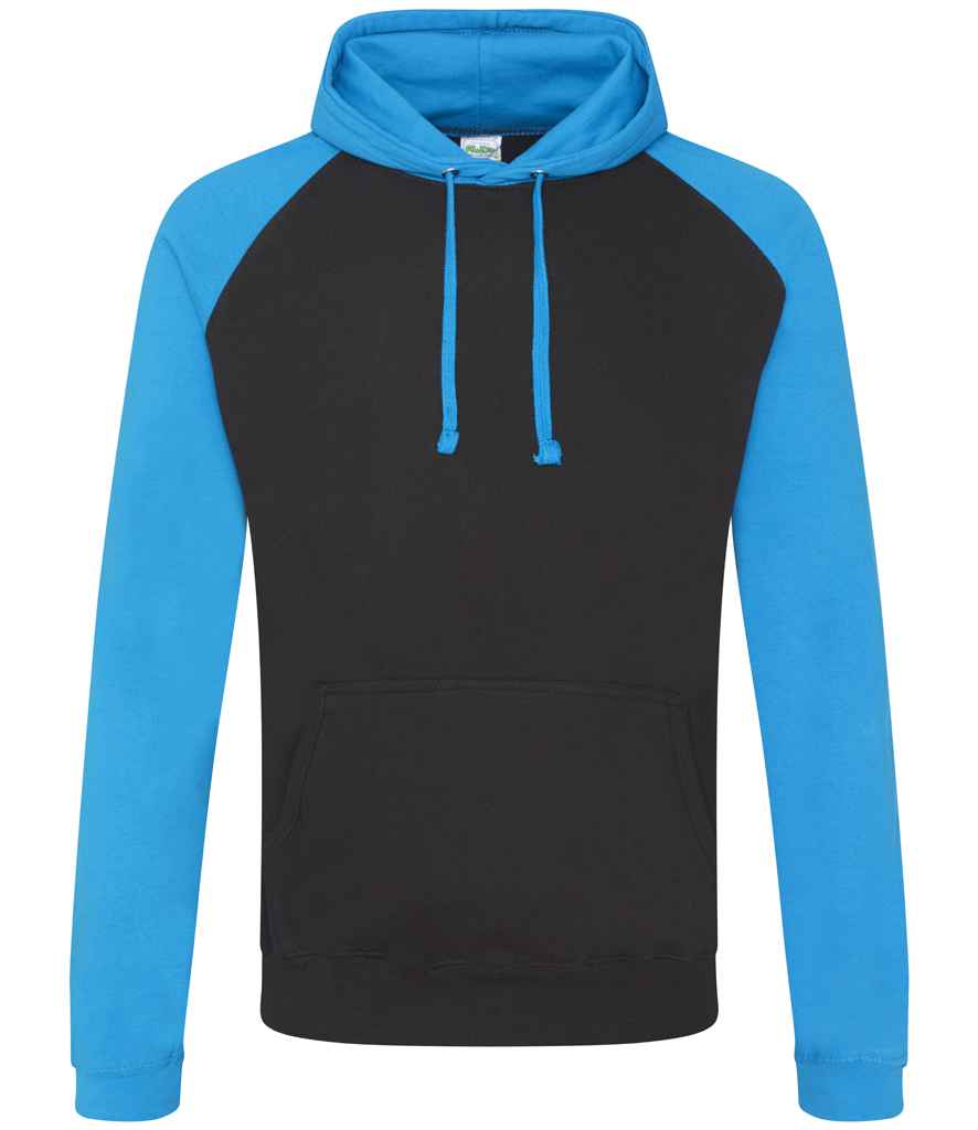 AWDis Baseball Hoodie | Jet Black/Sapphire Blue