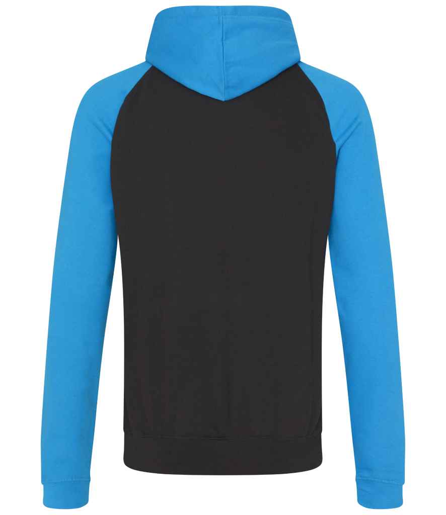 AWDis Baseball Hoodie | Jet Black/Sapphire Blue - Image 2