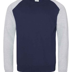 AWDis Baseball Sweatshirt | Oxford Navy/Heather Grey