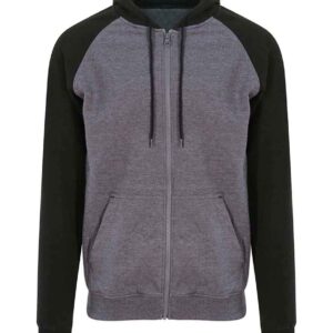 AWDis Baseball Zoodie | Charcoal/Jet Black