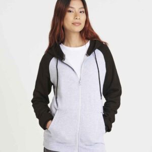 AWDis Baseball Zoodie | Heather Grey/Jet Black