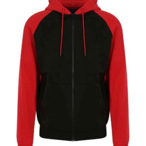 AWDis Baseball Zoodie | Jet Black/Fire Red